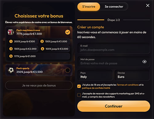 inscription madcasino